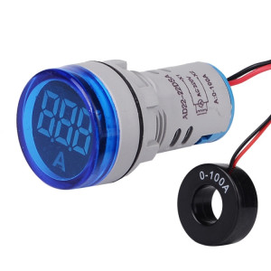 SINOTIMER ST16A rond 22mm LED signal lumineux numérique 220V AC ampèremètre 0-100A AC indicateur de courant (03 bleu) SS401B1471-20