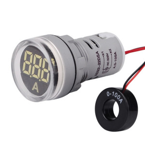SINOTIMER ST16A Rond 22mm LED Signal Lumineux Numérique 220V AC Ampèremètre 0-100A AC Indicateur Lumineux de Courant (02 Blanc) SS401C1897-20