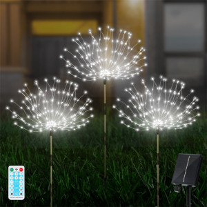 1 glisser 3 lumière blanche 360 LED lampe de feu d'artifice solaire herbe Globe pissenlit Flash chaîne avec télécommande SH0803507-20