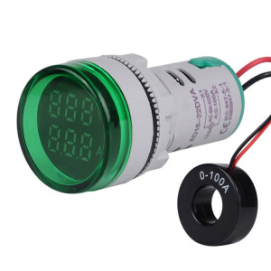 SINOTIMER ST16VA Indicateur de courant de tension alternative à affichage numérique LED rond de 22 mm AC 60-500 V 0-100 A (04 vert) SS001C1435-20