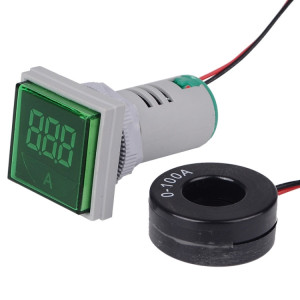 SINOTIMER ST17A Carré 22 mm LED Affichage numérique Signal lumineux Indicateur de courant AC 0-100 A (04 vert) SS101B323-20