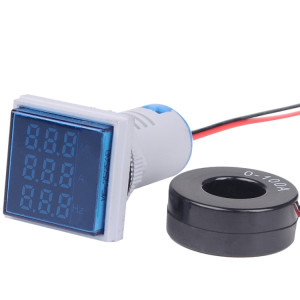 SINOTIMER ST17VAH 3 en 1 carré LED affichage numérique tension AC indicateur de fréquence de courant 60-500 V 0-100A 20-75Hz (03 bleu) SS201B1162-20