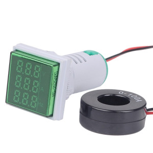 SINOTIMER ST17VAH 3 en 1 carré LED affichage numérique tension AC indicateur de fréquence de courant 60-500 V 0-100A 20-75Hz (04 vert) SS201C1916-20