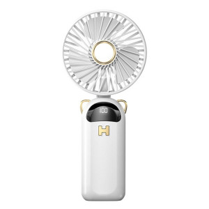 Ventilateur de chargement USB pliable à affichage numérique, petit ventilateur d'extérieur à main suspendu au cou (blanc) SH901C1668-20