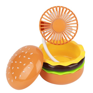 Mini ventilateur de bureau en forme de hamburger avec miroir cosmétique (jaune) SH101A1217-20