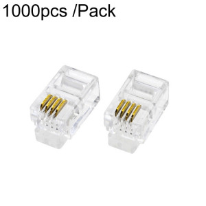 Connecteur de câble de téléphone 4P4C plaqué or à 2 broches, têtes en cristal, 4 cœurs, 1000 pièces/paquet SH6961270-20