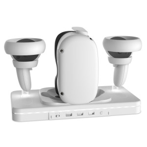Pour Meta Quest 2 support de bureau lunettes VR chargeur sans fil Base électroluminescente colorée (blanc) SH501A493-20