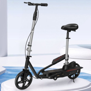 Scooter pliant adulte scooter de mobilité à deux roues vélo à pédales à double aile avec siège (noir) SH201B1543-20