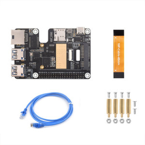 Waveshare pour Raspberry Pi 5 PCIe vers MiniPCIe / Gigabit Ethernet / USB 3.2 Gen1 HAT, spécifications : aucun accessoire SW2501945-20