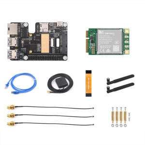 Waveshare pour Raspberry Pi 5 PCIe vers MiniPCIe / Gigabit Ethernet / USB 3.2 Gen1 HAT, spécifications : SIM7600G-H SW2502822-20