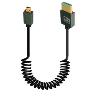 Câble à ressort HDMI 2.1 8K 60 Hz, longueur 0,5 m, spécifications : micro HDMI vers HDMI droit SH20061785-20