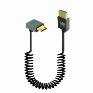 Câble à ressort HDMI 2.1 8K 60 Hz, longueur 0,5 m, spécifications : mini HDMI à courbure positive SH2014518-20