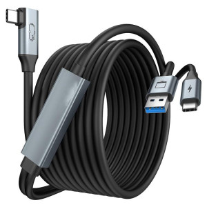Câble de connexion de streaming VR Type-C de 5 m, câble coudé de transmission haute vitesse 10 Go pour appareils intelligents, compatible avec Meta Quest 2/3/PICO 4/Apple Vision Pro/PSVR 2 SH0860942-20