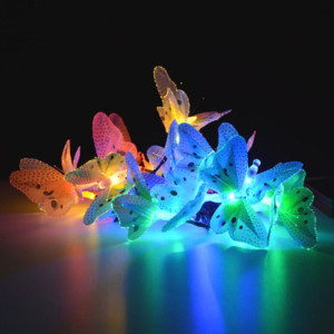 Fée de fée à fibre optique papillon à énergie solaire, lumières de vacances de jardin extérieur de Noël imperméables, taille: 4m 12LEDs SH94011000-20