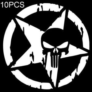 10 PCS The Punisher Skull Autocollant Pentagram vinyle Décalques Accessoires Moto, Taille: 13x13cm SH001B940-20