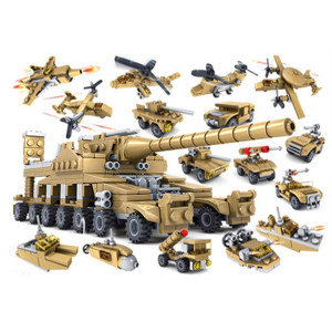 KAZI Military Super Blocks Blocs de Construction 16 en 1 Ensembles Army Bricks Modèle Brinquedos Toys, Age: 6 ans et plus SH1821713-20