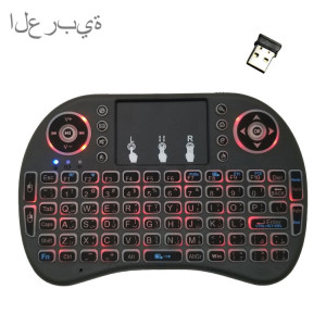 Langue de support: arabe i8 Air Mouse Clavier rétroéclairé sans fil avec pavé tactile pour Android TV Box & Smart TV & PC Tablet & Xbox360 & PS3 & HTPC / IPTV SH00541693-20