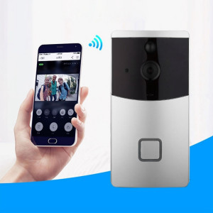 Caméra de sécurité VESAFE Home VS-M2 HD 720P Intercom de sonnette vidéo Smart WiFi, carte de support TF et vision nocturne et application de détection PIR pour IOS et Android (Silver) SH029S21-20