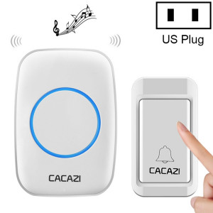 CACAZI A10G One Button One Receivers Bell sans fil auto-alimenté pour la maison, prise américaine (blanc) SC9USW1055-20