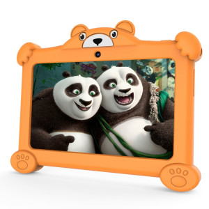 Tablette Pritom K7 Pro Panda pour enfants, 7,0 pouces, 2 Go + 32 Go, Processeur quadricœur Android 11 Allwinner A100, prise en charge WiFi 2.4G et WiFi 6, version globale avec Google Play, prise US (Orange) SP878E372-20