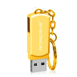 MicroDrive 64 Go USB 2.0 disque de métal U de personnalité créative avec porte-clés (or) SM581J1406-20