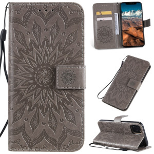 Étui en cuir PU avec empreinte horizontale à motif de tournesol pour iPhone 11 Pro Max, avec support et emplacements pour cartes, ainsi que portefeuille et lanière SH681H576-20