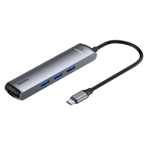 Station d'accueil Baseus CAHUB-J0G Mechanical Eye 6 en 1 HDMI / USB 3.0 x 3 / RJ45 / PD vers USB-C / Type-C SB2068916-20