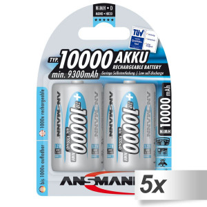 5x2 Ansmann NiMH piles 10000 Mono D 9300 mAh 5030642 502847-20