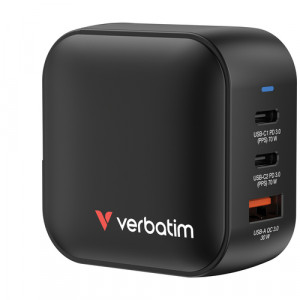 Verbatim Mini GaN Chargeur 70W 2xUSB-C PD, 1xUSB-A QC 3.0 32229 125934-20