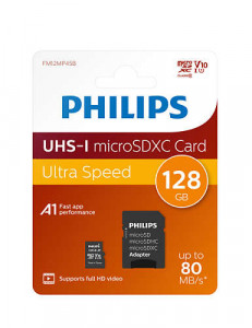 Philips MicroSDXC Card 128GB Class 10 UHS-I U1 + adaptateur 512542-20