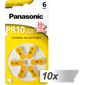 10x1 Panasonic PR 10 app.auditif Zinc Air 6 pièces 464032-20