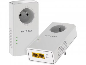 Pack 2 CPL Netgear PLP2000-100FRS 2000 Mbit/s avec prise intégrée 2 ports RJ45 ENTNEG0016-20