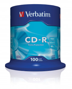 1x100 Verbatim Data Life CD-R 80 700MB, 52x Speed, Spindel 739634-20