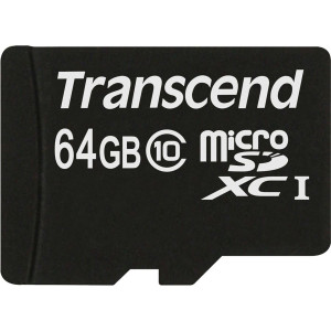 Transcend microSDXC 64GB Class 10 + adaptateur SD 171292-20