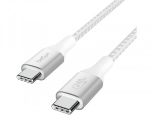 Câble USB-C vers USB-C 240 W 2 m Tressé Blanc Belkin BoostCharge CABBLK0022-20
