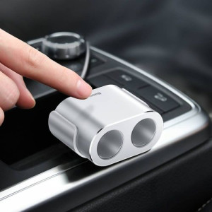 Baseus Car charger One to Two Cigarette Lighter(dual lighter 80W+dual USB 3.1A) Silver (CRDYQ-0S) DA71447-20