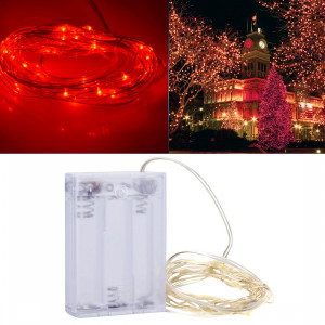 3m 3 piles AA AA 150LM SMD-0603 LED Silver Wire String Light Lamp / lampe de décoration, lumière rouge S3122R5-20