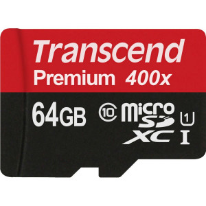 Transcend microSDXC 64GB Class 10 UHS-I 400x + adaptateur SD 685412-20