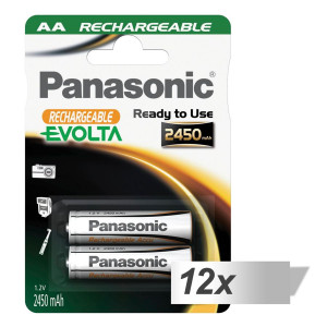 12x2 Panasonic Akku NiMH Mignon AA 2450 mAh Rechargeable Evolta 464697-20