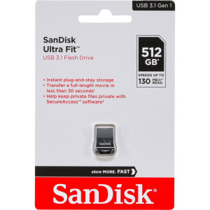 SanDisk Cruzer Ultra Fit 512GB USB 3.1 SDCZ430-512G-G46 722479-20