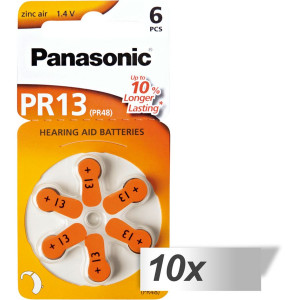 10x1 Panasonic PR 13 app.auditif Zinc Air 6 pièces 464039-20