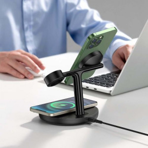 Baseus Wireless Charger Swan stand 3-in-1 Magnetic charger with TypeC cable 15W, 1m Black (WXTE000101) DA2906829-20