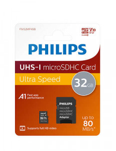 Philips MicroSDHC Card 32GB Class 10 UHS-I U1 + adaptateur 512528-20