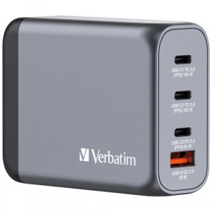 Verbatim GNC-100 GaN Charg. 100W 3xUSB-C PD, 1xUSB-A QC 3.0 32202 871796-20