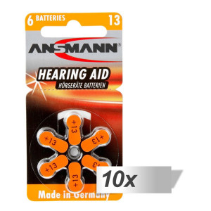 10x6 Ansmann Zinc-Air 13 (PR48) Batterie pour Appareil Auditif 486873-20