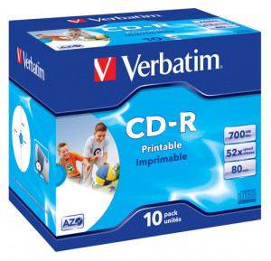 1x10 Verbatim Data Life Plus JC CD-R 80 / 700MB, 52x, printable 713991-20