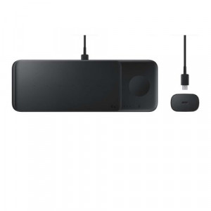 Samsung Wireless Charger Trio Pad 3-in-1, 9W EP-P6300 with Travel charger (25W) + USB cable, Black (EP-P6300TBEGEU) DA349013-20