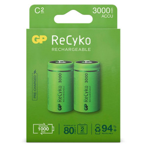 1x2 GP ReCyko NiMH batteries C Baby 3000mAH, ready to use 566323-20