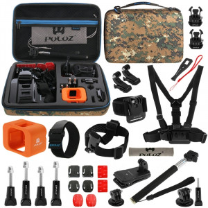 PULUZ 29 en 1 Accessoires Kit combiné avec camouflage EVA Case pour GoPro HERO4 Session SPKT336-20