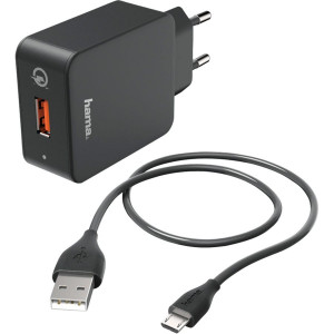 Hama Set, chargeur QC3.0 + Micro-USB-cable, 1,5m, noir 643078-20